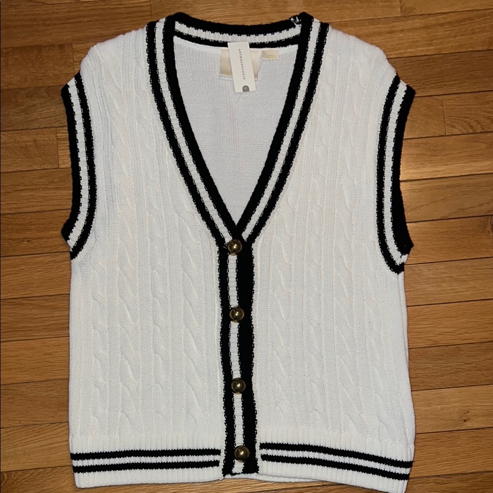 White and Black Women's Sweater Vest